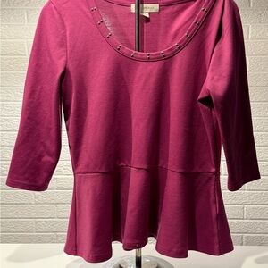 Nicki Minaj Red Peplum Blouse with 3/4 Sleeves